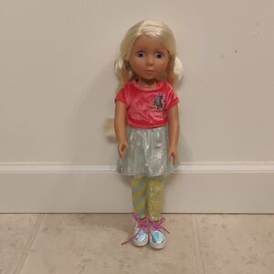 Glitter Girls 14-inch poseable Stylish Doll with Pink Top and Blonde Hair
